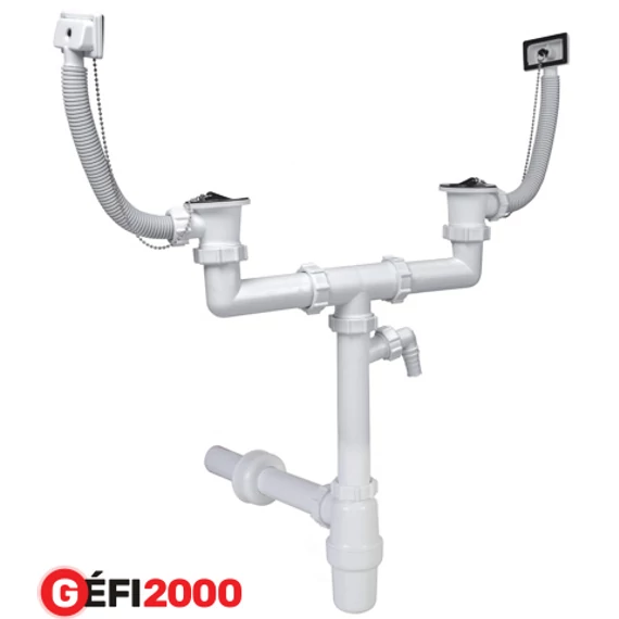 Styron STY-539-1 Mosogatószifon 2 medencés leer. mosógép csatlakozó