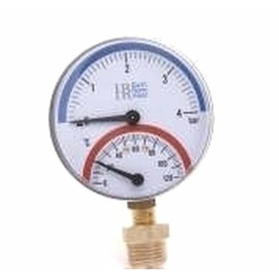 Termomanométer ALSÓ csatlakozású 0-4 bar 0-120C