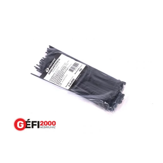 Kábelkötegelő 2,5 X 150 FEKETE 100db/cs