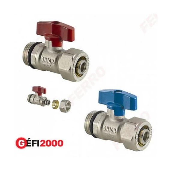 Ferro 1/2" vizes golyóscsap pillangós 16x2  ötrétegű csőhöz