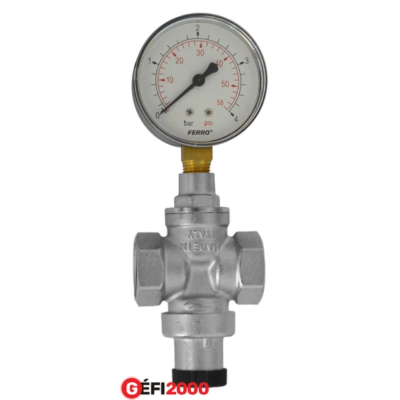 Ferro Standard nyomáscsökkentő szelep 3/4" manométerrel