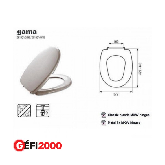 MKW WC-ülőke GAMA 2 fémpántos fehér /antib./