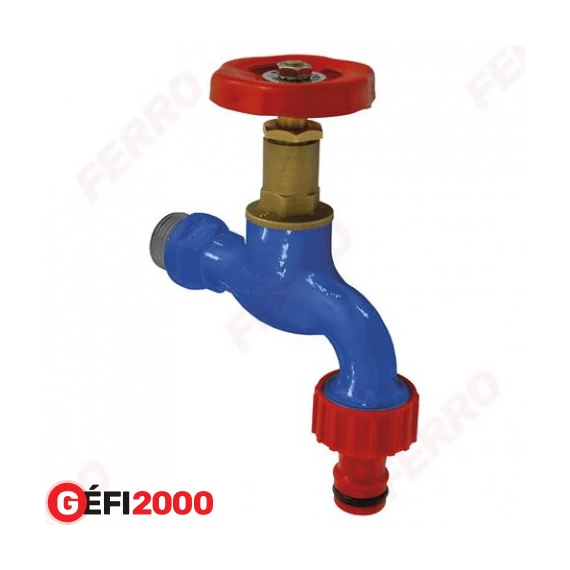 FERRO kerti csap 1/2" tömlővéggel+gyorscsatlakozóval