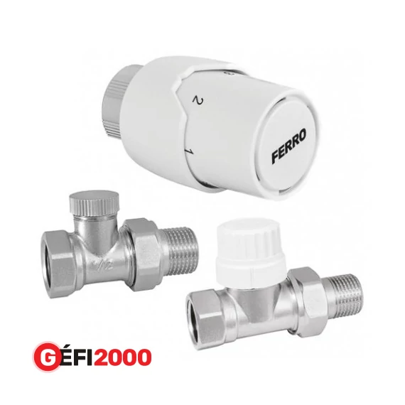 Ferro egyenes termosztátos radiátorszelep szett 1/2" /40/