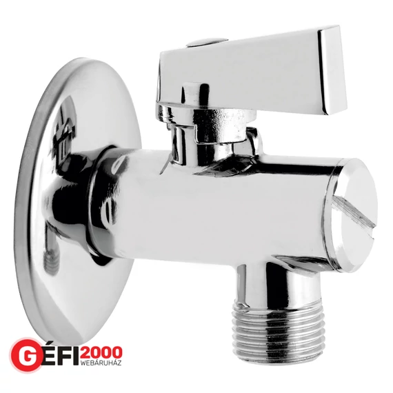 FERRO sarokszelep 1/2"-3/4" fémfog+rozetta + szűrő, 100°Cig