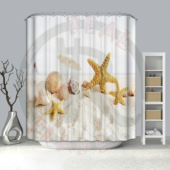 Zuhanyfüggöny textil 180x200 cm BÉZS KAGYLÓS design