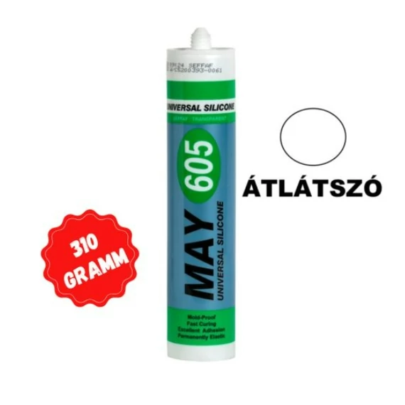 Szilikon tömítő ragasztó átlátszó penészmentes 310 ml. MAY605