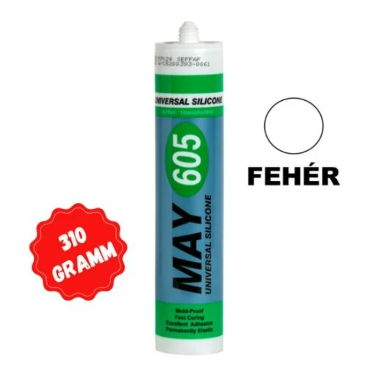 Szilikon tömítő ragasztó fehér penészmentes 310 ml. MAY605