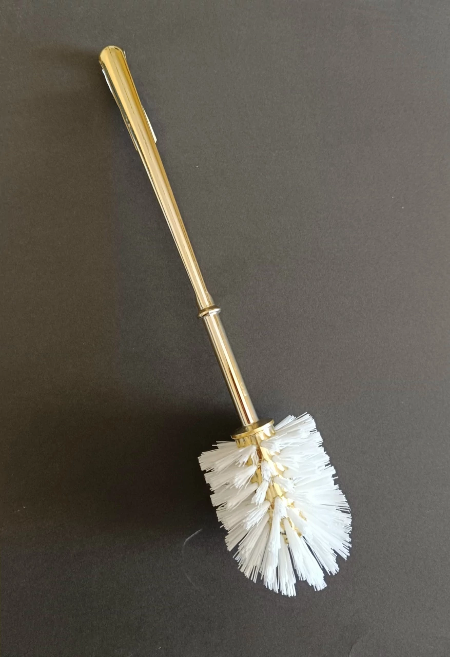Műanyag wc kefe tartó nélkül, fehér fej, aranyszínű nyél AKCIÓS!