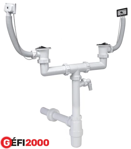 Styron STY-539-1 Mosogatószifon 2 medencés leer. mosógép csatlakozó