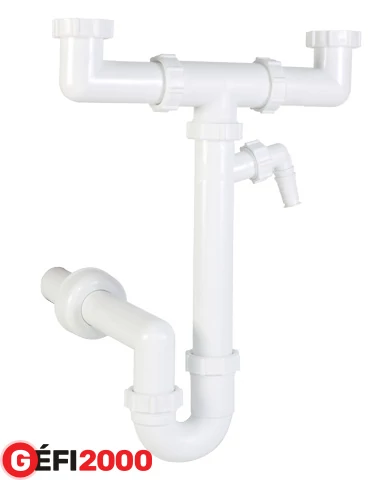 Styron STY-639-3  Csőszifon 2 med.leer. nélk. mosogató csatl.40 mm