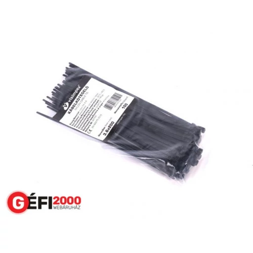 Kábelkötegelő 2,5 X 100 FEKETE 100db/cs