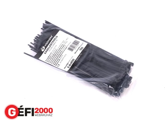 Kábelkötegelő 3,6 X 140 FEKETE 100db/cs