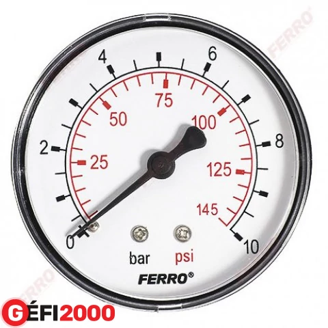 FERRO nyomásmérő 63 mm hátsó csatl. (1/4) 0-10bar