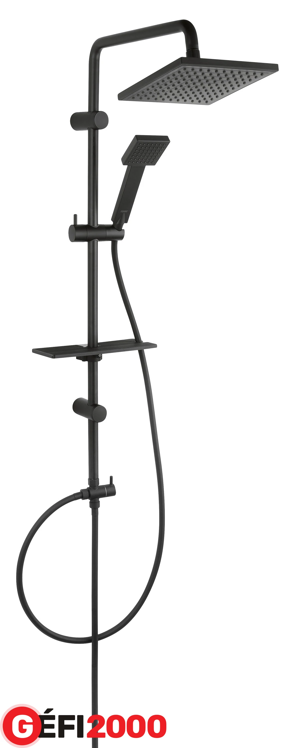 Ferro Squerto Lux Black - Zuhanyszett eső funkcióval