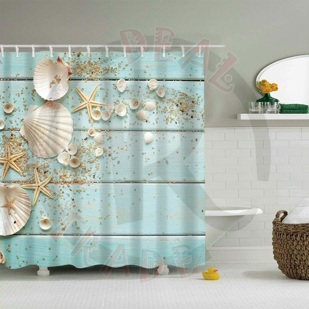 Zuhanyfüggöny textil 180x200 cm KÉK KAGYLÓS design