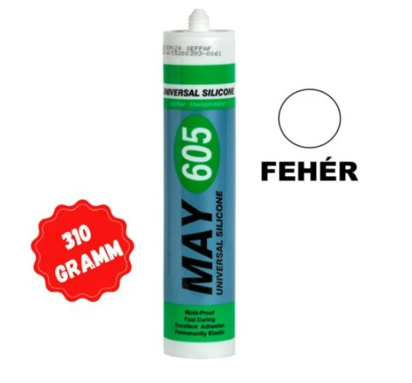 Szilikon tömítő ragasztó fehér penészmentes 310 ml. MAY605